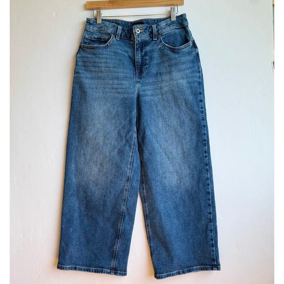 Talbots Wide Leg Crop Jean High Rise Como Wash Casual Denim Size 8 - Picture 3 of 16